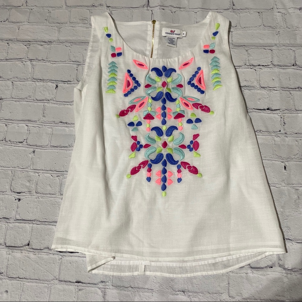 Vineyard vines embroidered sleeveless blouse 4